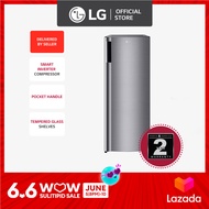 LG 7 cu. ft 1-Door Refrigerator, Smart Inverter Compressor, 10 Year Warranty on Compressor, 2 Year Warranty on Parts and Service, Pocket Handle, Tempered Glass Shelves GR-Y331SLZB (Free Gift)