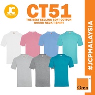 JCP x OREN SPORT 100% Soft Cotton T-Shirt CT51 Unisex Adult Men Plain Round Neck Tee Baju Kosong - Group E