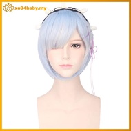 xo94bsby Hajimeru Isekai Seikatsu Rem Ram Twins Blue Pink Cosplay Wig +Pins Party New MY