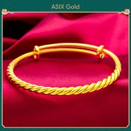 ASIX GOLD Women's Twist Bracelet Yellow Gold 916 Jewelry Gift Bracelet Gelang Putar Gelang Emas Kuning 916 Gelang Perhiasan 实心麻花扭转手镯