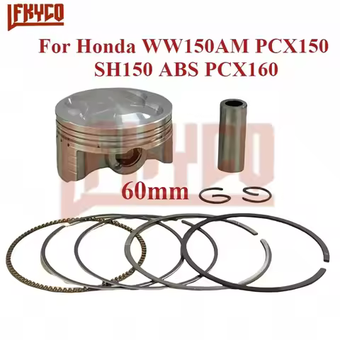 60mm Motorcycle Piston Rings Kit for Honda WW150AM PCX150 SH150 ABS PCX160 PCX Vario160cc Pin 14mm S