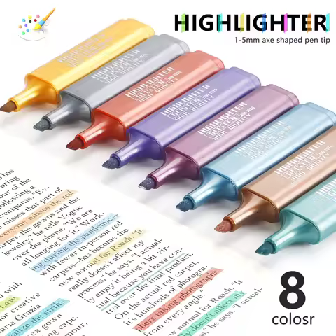 8 Colors Metallic Highlighters High Capacity Fluorescent Pen For Painting Taking Notes Office Statio