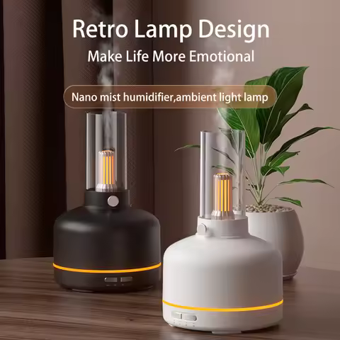 USB Aesthetic Retro Lamp Humidifier Essential Oil Diffuser 200ml Cool Mist Humidifier for Bedroom Ar