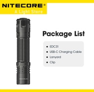 NITECORE Hiking Light EDC31 Flashlight Uhi LED 3500 Lumens USB-C Rechargeable Tactical Built-In Batt