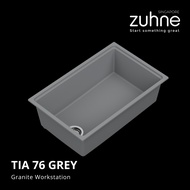 ZUHNE Grey Kitchen Sink Workstation with Accessories  Granite Composite (Made in Europe)