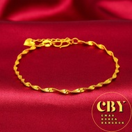 Emas Bangkok Emas Korea 24K Bracelet Ring Gold Plated Rantai Gelang Tangan &amp; Cincin Emas Sadur Perempuan emas 916 G