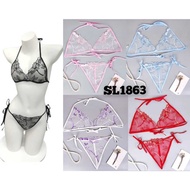 BLIORI 1863 Transparent Floral Embroidered Night Bikini Set Side Lace Bra and thong Bikini