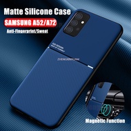 Samsung Galaxy A32 A52 A72 5G Leather Texture Matte Cover Cases Magnetic Car Holder Phone Cover For Samsung A 32 A 52 AA 72 4G Soft TPU Anti Shock Shockproof Shockproof Phone Case