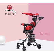 Stroller traveller dorongan anak bisa di lipat exotic roda 4 ada canopy dan safety belt