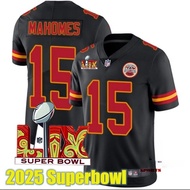 Men's NFL 2025 Super Bowl LVX Kansas City Chiefs Patrick Mahomes Black Limited American Football Jer