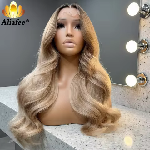 Body Wave HD 13x6 Ombre Blonde With Root Color Lace Front Wigs Human Hair Ash Blonde Lace Frontal Wi