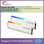 G.SKILL DDR5 RIPJAWS M5 RGB White RAM 6000MT/s Dual Channel Kit Intel AMD | 2x16GB 1.35V 36-36-36-96