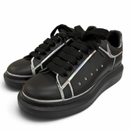成色極佳☆Alexander McQueen 645868 皮革反光Logo運動鞋 黑色 39.5碼 義大利製造 女款