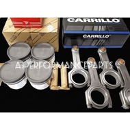SET COMBO MITSUBISHI 4G93T CARRILLO H-BEAM CONROD & TOYOTA 81.5MM SUPERCHARGE PISTON