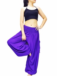 紫色寬褲 女裝褲 燈籠褲 嫘縈長褲 鬆緊腰