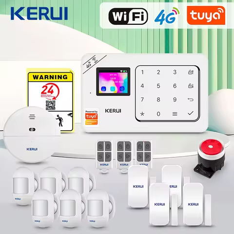 KERUI Home Alarm Work with Alexa, Tuya Smart Home Security Alarm 4G/WiFi Wireless Burglary Protectio