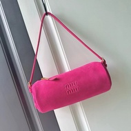 Miu Miu Cylinder Bag Small Bag Mobile Phone Bag Winter Frosted Bag Cowhide Pen Holder Bag Cylinder B