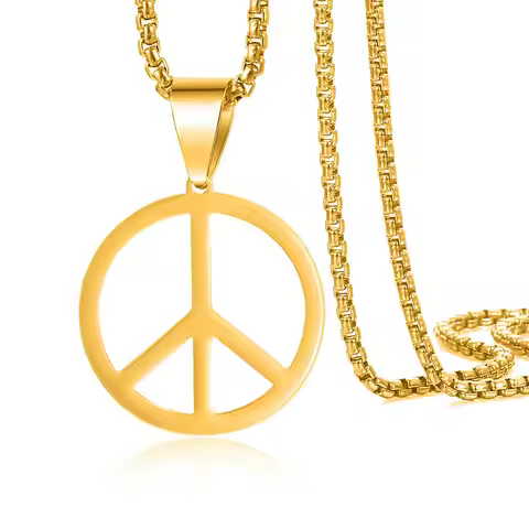 VASSAGO Hippie Style Peace Sign Necklace Peace Sign Pendant Necklace Peace Symbol Jewelry 1960s 1970