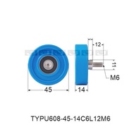 Outer Diameter 30 35 40 45 Rubberized Bearing 626 608 Polyurethane PU Roller Bearing M6M8M10 Screw B