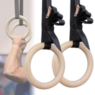 【Limited-time offer】 1 Pair Of Wooden Gymnastics Rings 28 Mm With Straps Home Gym Equipment Workout