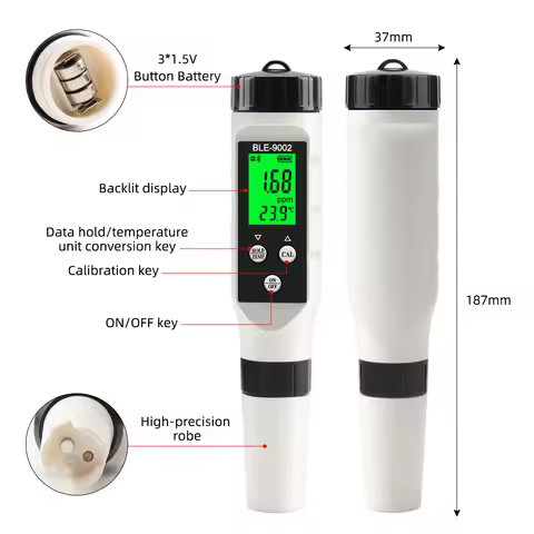 Smart Bluetooth 0~2990ppb 2 in 1 H2/TEMP Digital Hydrogen Ion Concentration Tester BLE-9002 Tester P