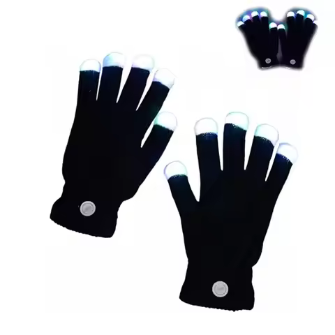 1 Pair Finger Light Gloves LED Flashing Gloves 7 Colors 2026 New for Party Night Club Light Show Coo
