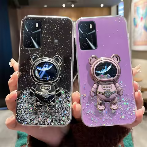 Astronaut Quicksand Case For OPPO A17 A56S A36 A16 A15 A52 For OPPO Reno 7 8 Pro A55 A57 A53 A54 A54