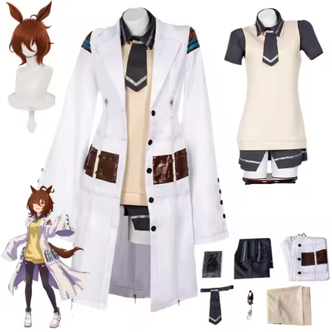 Anime Game Umamusume: Pretty Derby Agnes Tachyon Cosplay Costume White Coat Trench Shirt Uniform Wig
