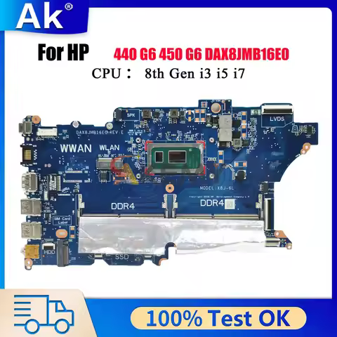DAX8JMB16E0 For HP ProBook 440 G6 450 G6 Laptop Motherboard With i3 i5 i7 CPU DDR4 L44884-601 L44885