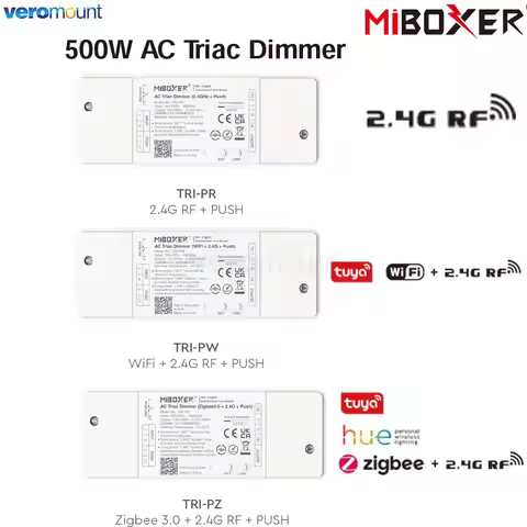 MiBoxer 500W AC Triac Dimmer Push Switch TRI-PR 2.4G TRI-PW WiF i+ 2.4G RF + Push TRI-PZ Zigbee 3.0 
