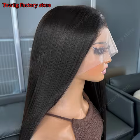 200 Density Bone Straight 13x6 Black HD Lace Frontal Wigs 5x5 Glueless 30 Inch 13x4 Lace Front Human
