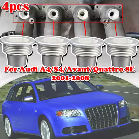 Set of 4 Upgrade Aluminum Fuel Injector Insert Cup Seat For Audi B5 A4 FWD/S4/Avant/Quattro 8E 1.8T 