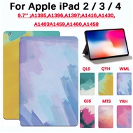 For Apple iPad 2 / 3 / 4 9.7 inch A1395,A1396,A1397;A1416,A1430, A1403A1459,A1460,A1458 Fashion tablet protective case high quality art painting color watercolor sweatproof anti flip leather stand cover