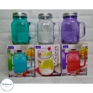 Izumi Mason Glass Jar With Handle and Lid Food Storage Tumbler Cups with Straw Glassware 600ml