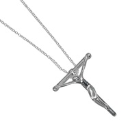 Tiffany & Co.) Crucificus 小號項鍊，念珠十字架，復古款，Elsa Peretti 設計，925 純銀，西班牙製造，約 3.63 克，Crucificus 小號 - [二手]