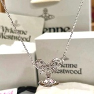 Vivienne Westwood 蝴蝶結土星吊墜女裝項鍊 粉色款
