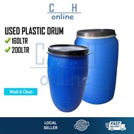 [USED] 160L / 200L Plastic Open Top Drum  / Tong Biru /原子桶 (1unit per order)