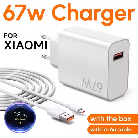 For XIAOMI 67W Charger Cargador Hyper Turbo Charge Adapter 67W Fast Charging Cable For Mi 15T 13T 13