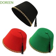 DOREEN Tarboosh Fez Hat, Moroccan Hat Round Felt Fez Cap, Costume Accessories Ottoman Breathable Cos