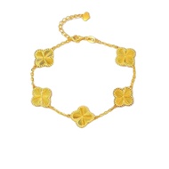 Golden Shop Lucky Four-Leaf Clover Five-Flower Bracelet CNC Laser Gold High-End Bracelet Live Broadc