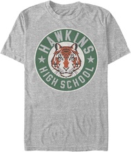 Mens round neck T-shirt Stranger Things Mens Hawkins High School Logo Tshirt 4XL 5XL 6XL