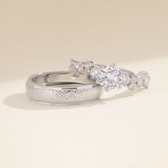 Love Star Couple Rings for Men and Women, Simple Open Rings, Fashionable Creative Diamond-Studded Ri