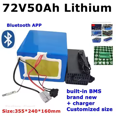 CZ Hot shop Lithium-ion 72V 50Ah avec Bluetooth pour Vélo, Scooter, Moto, Camion-grue, Chargeur 84V 