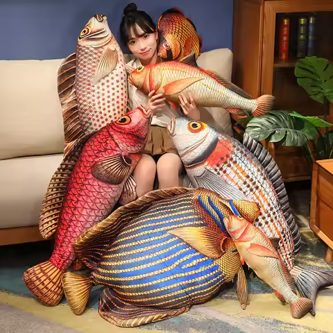 1Pc 50-110CM Simulation Fish Plush Toys Real Life Marine Fish Pillow Stuffed Soft Animal Cushion Cre