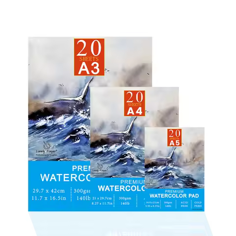 Watercolor Paper A3/A4/A5 300gsm - Professional Artists Water Colour Pad with 20 Sheets - Art Paper