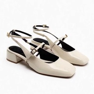ZARAˉ New Autumn Low-heeled Mary Jane Shoes Square Toe Buckle Shallow Mouth Back Strap Block Heel Sa