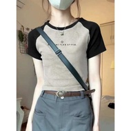 t shirt lengan panjang perempuan tshirt woman t shirt perempuan t shirt budak perempuan Baju t-shirt lengan pendek lengan pendek wanita 2024 musim panas baharu baju kontras benang lelaki kecil