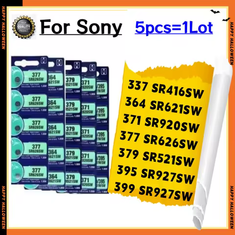 5pcs For Sony 337 SR416SW 364 SR621SW 371 SR920SW 377 SR626SW 379 SR521SW 395 399 SR927SW Coin Cell 
