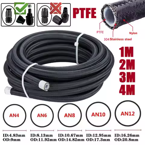 1M/2M/3M/4M 3AN 4AN 6AN 8AN 10AN PTFE E85 Fuel Hose Oil Gas Cooler Line Turbo Pipe Brake Tube Nylon