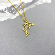 簡約幾何海豚項鍊，鍍金